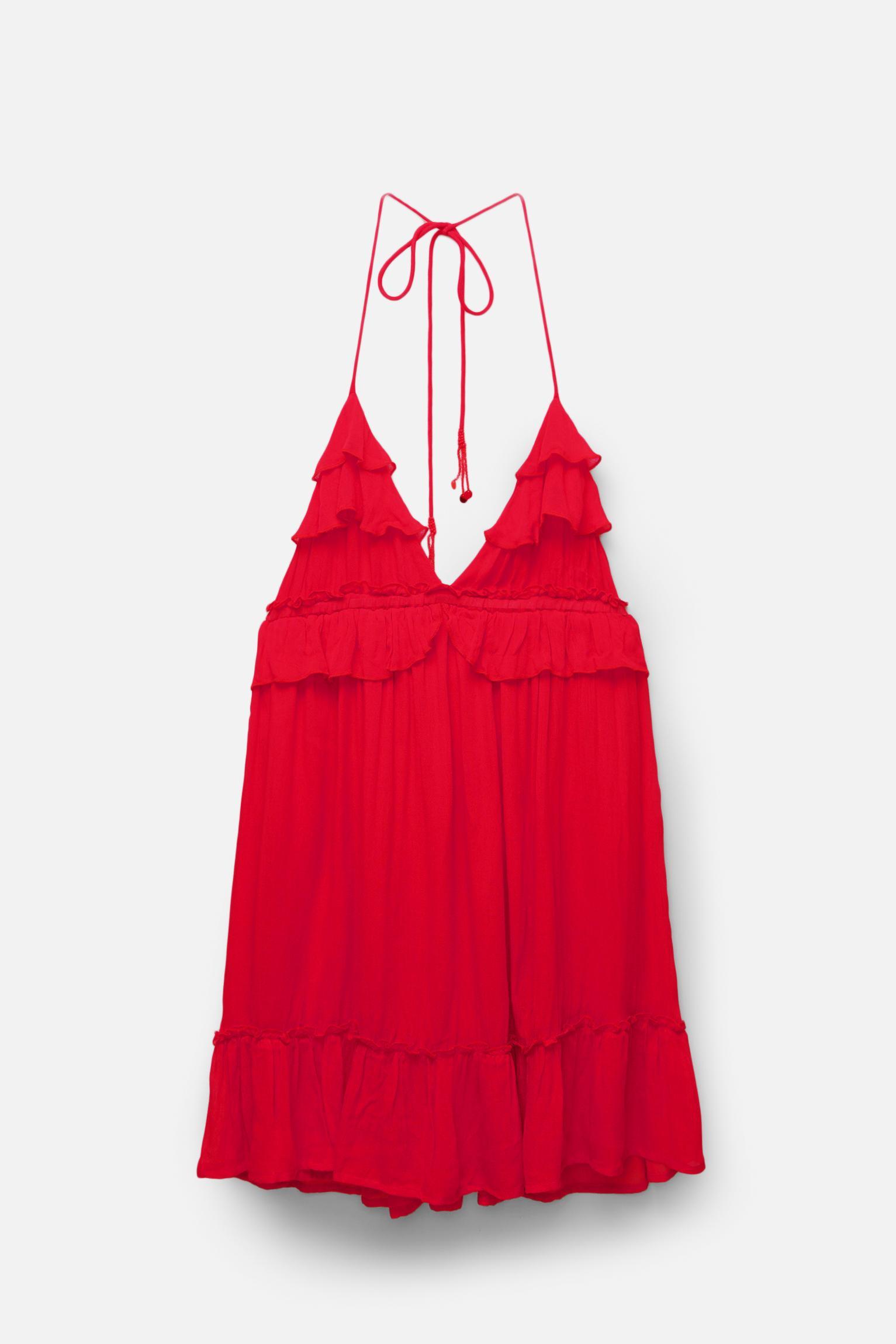 Short red ruffled dress Product Image