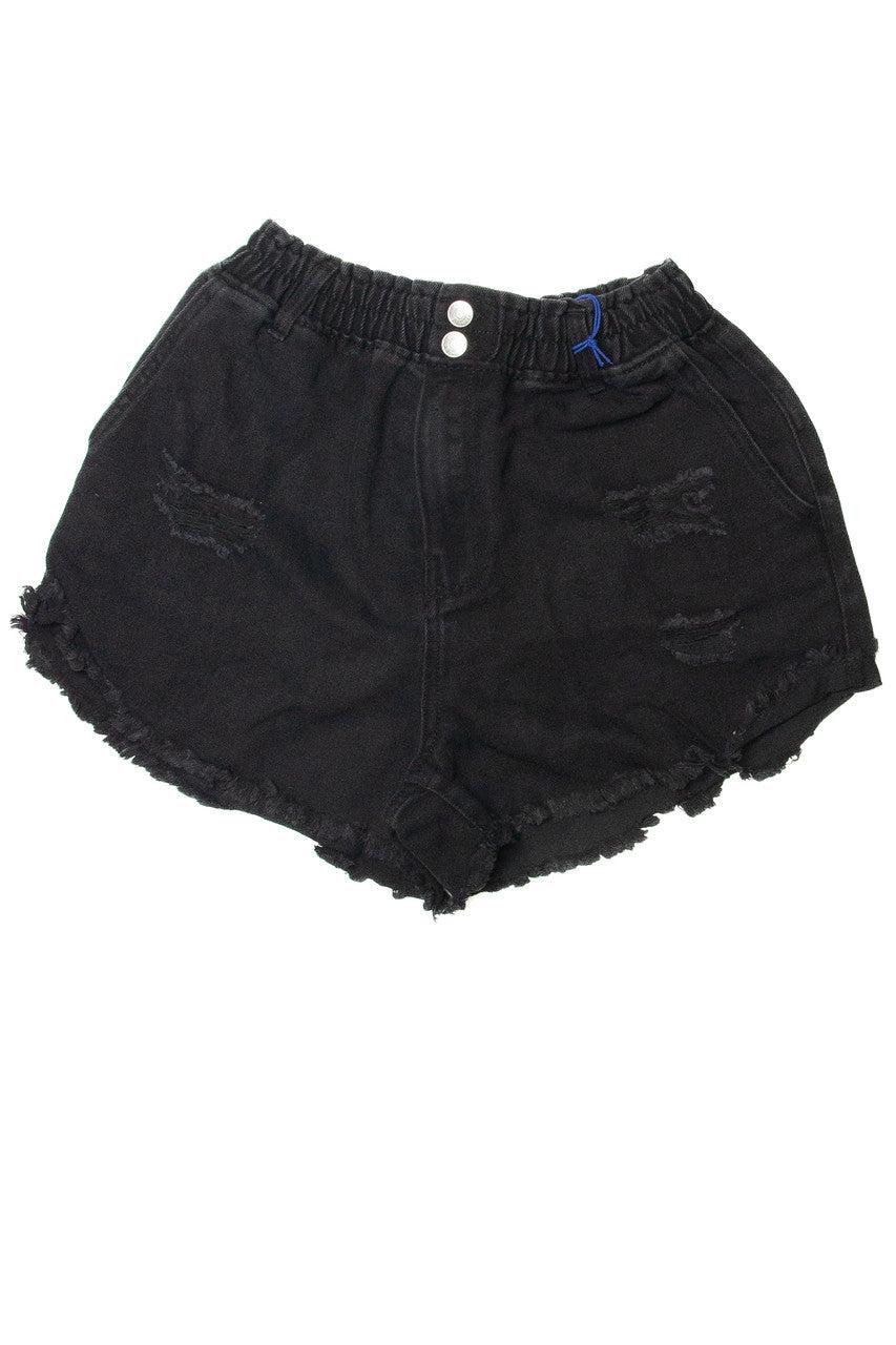 Distressed Denim Black Shorts Product Image
