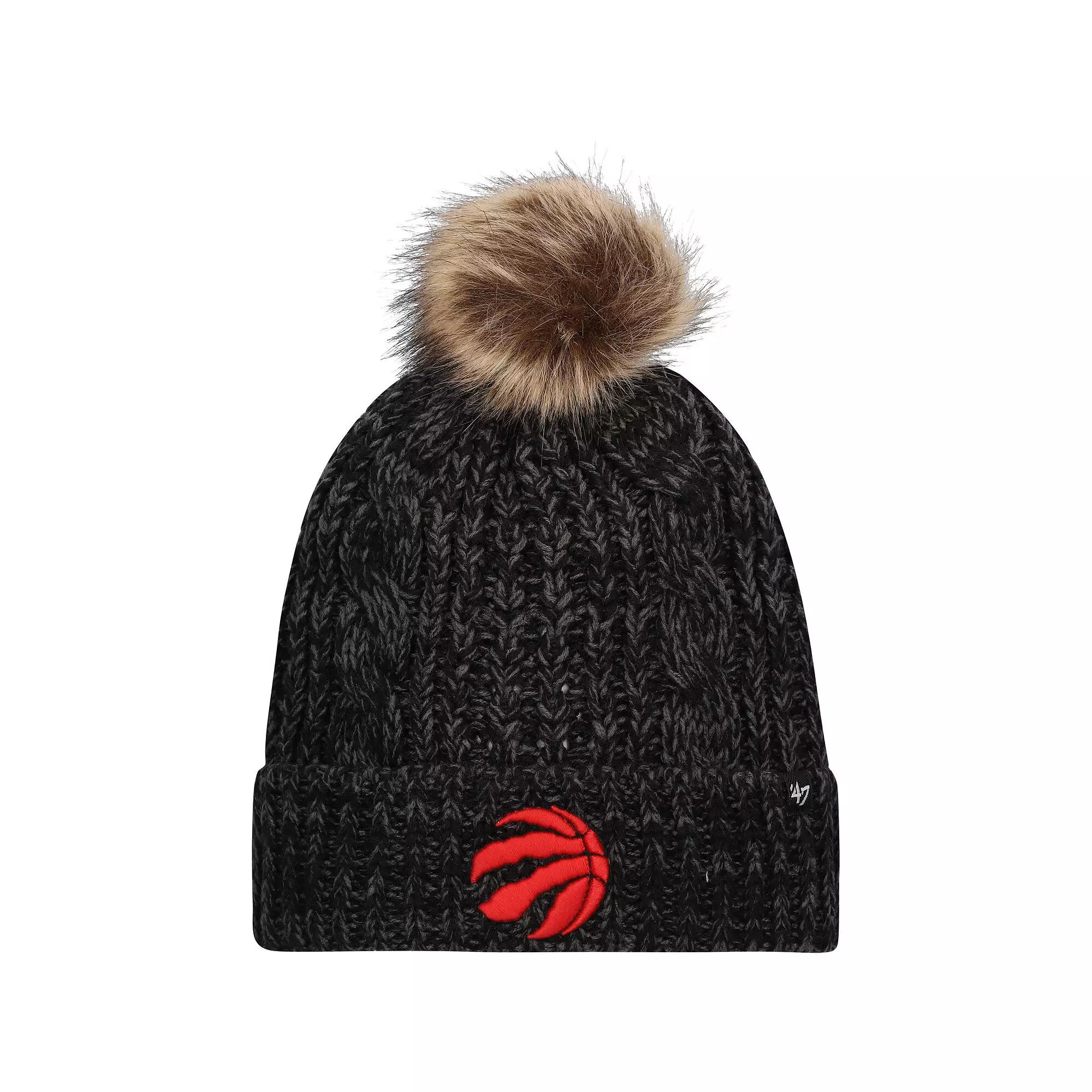 Women's '47 Black Toronto Raptors Meeko Cuffed Knit Hat with Pom, Rpt Black Product Image