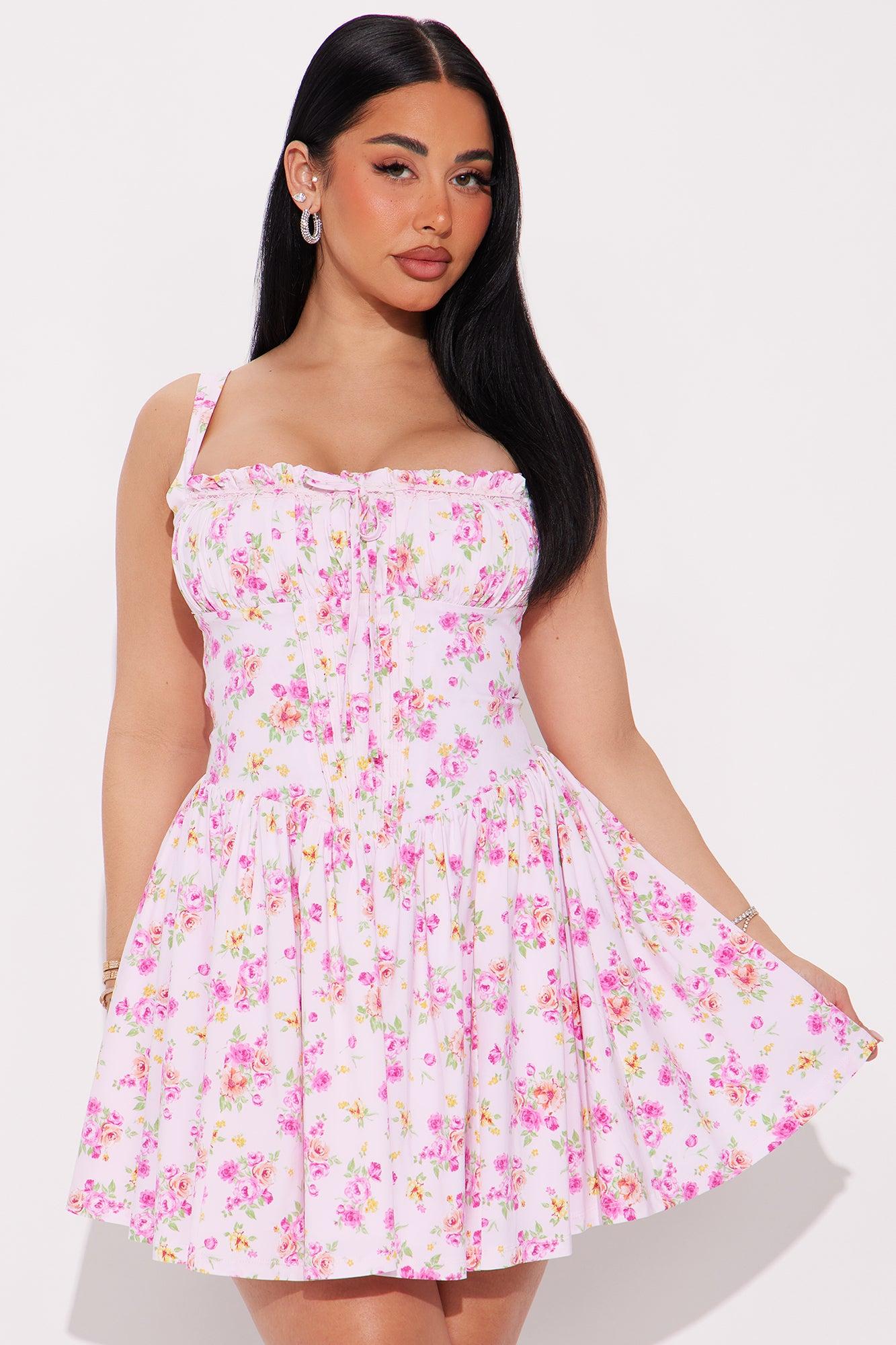Amelia Floral Mini Dress - Pink/combo Product Image