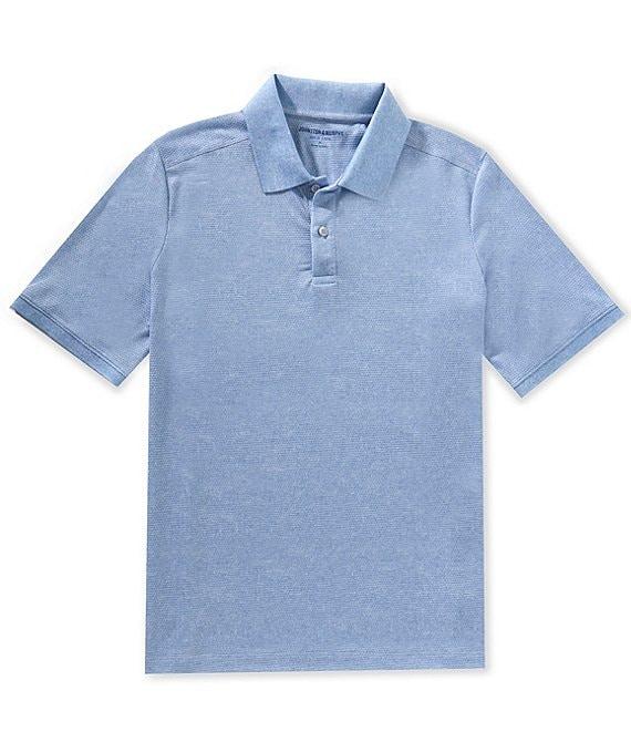 Johnston & Murphy Textured Print Short Sleeve Polo Shirt Product Image