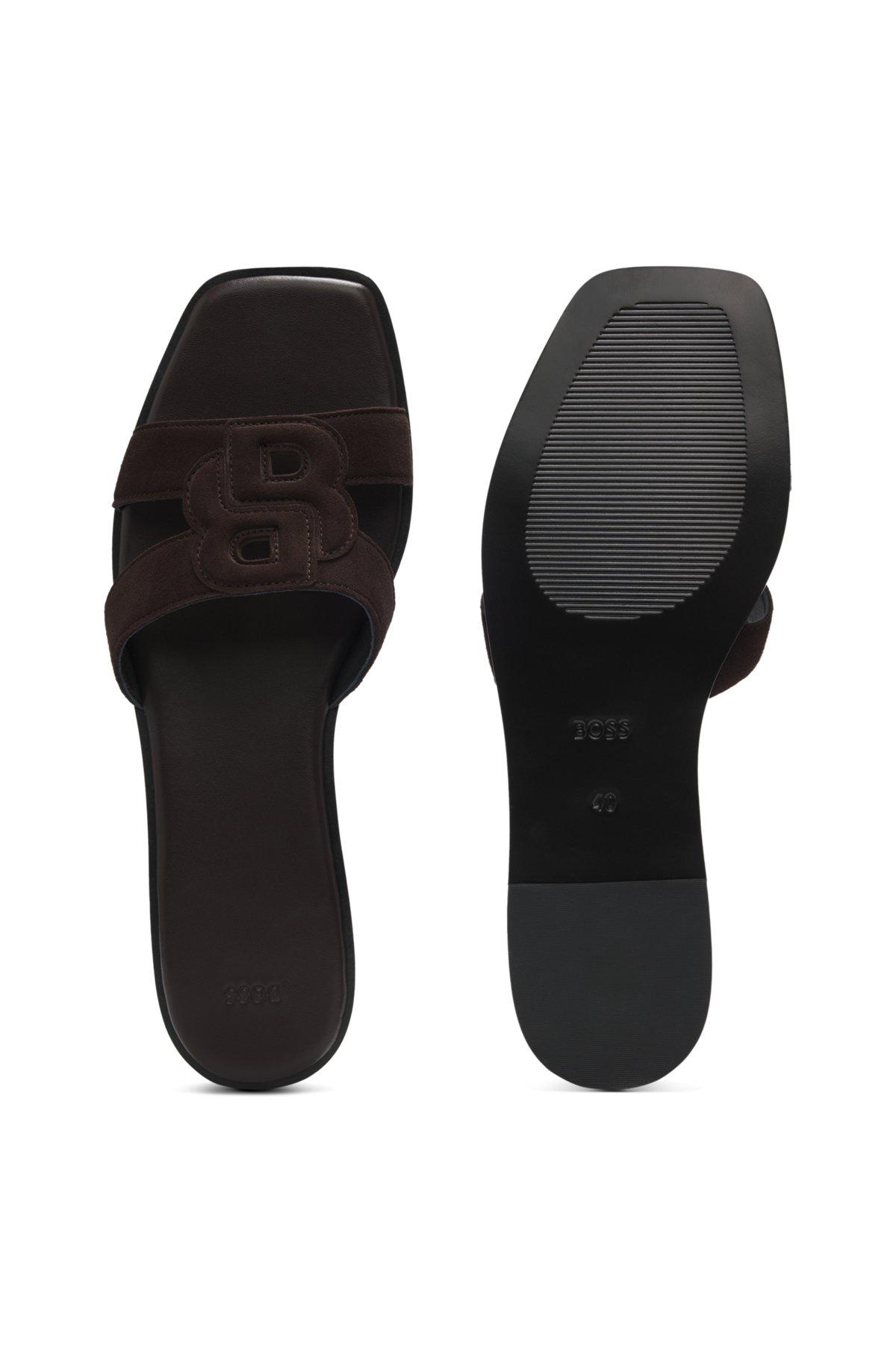 Suede slides with stitched Double B monogram Product Image