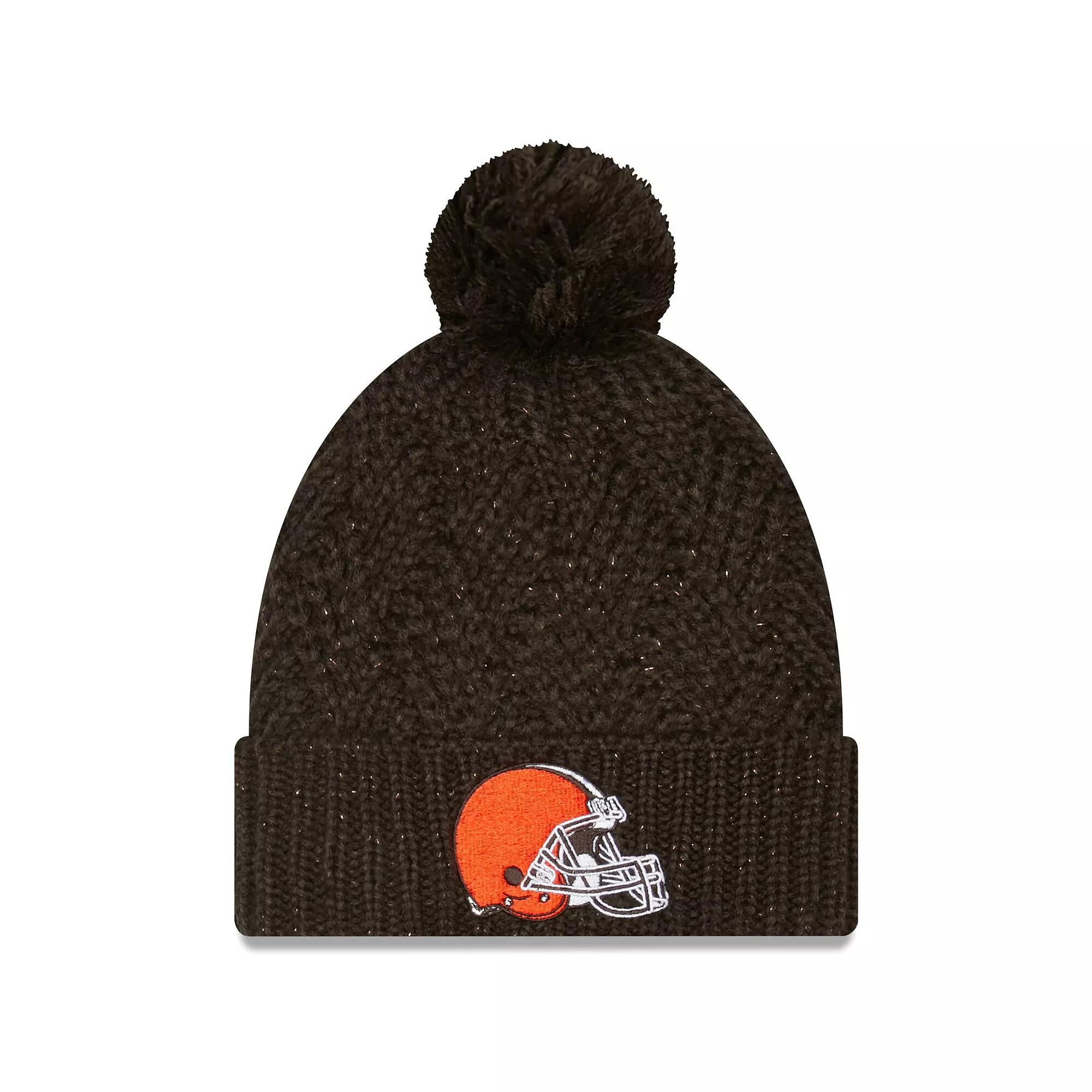 Women's New Era Brown Cleveland Browns Brisk Cuffed Knit Hat with Pom Product Image