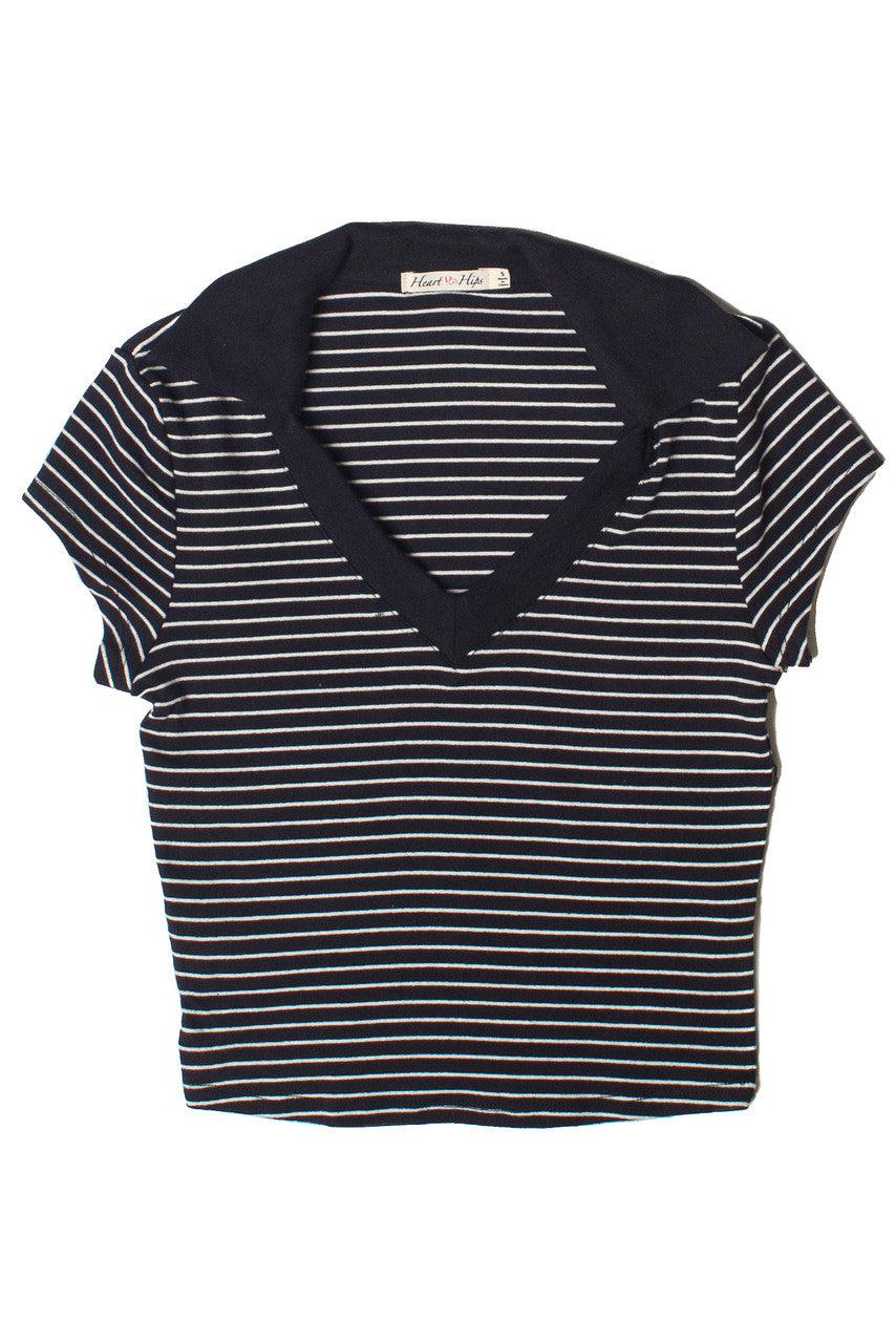 Striped Crop Polo Tee Product Image