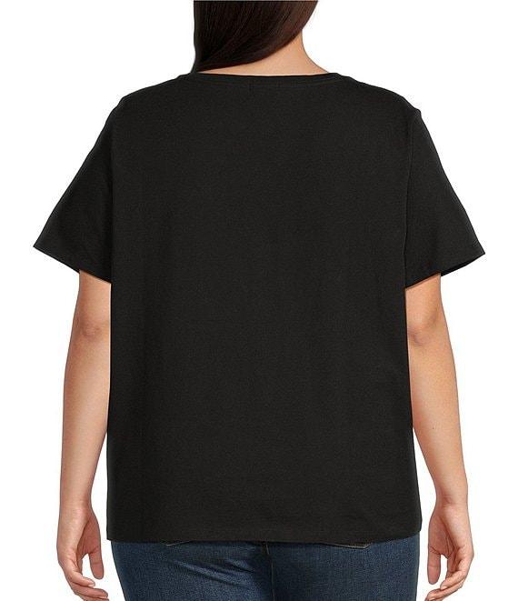 Good American Plus Size Heritage V-Neck Short Sleeve Relaxed Fit Knit Tee Product Image