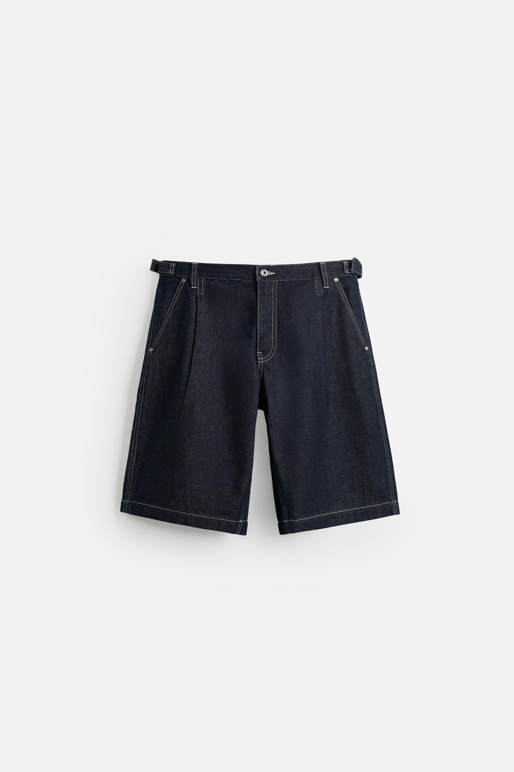 BELTED BAGGY FIT DENIM SHORTS Product Image