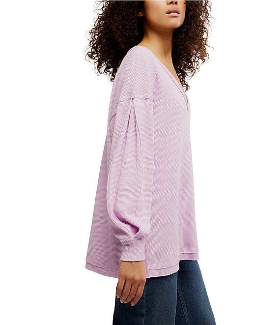 Free People We The Free Coast 2 Coast Scooped Neck Long Sleeve Waffle Knit Thermal Product Image