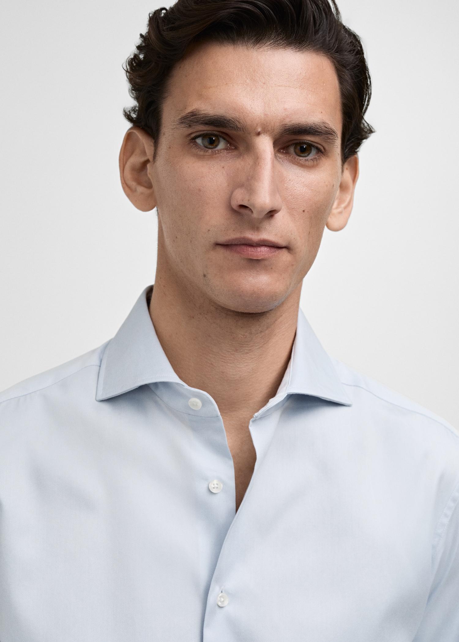 Slim-fit twill fabric suit with shirt cufflinks - Men | MANGO USA Product Image