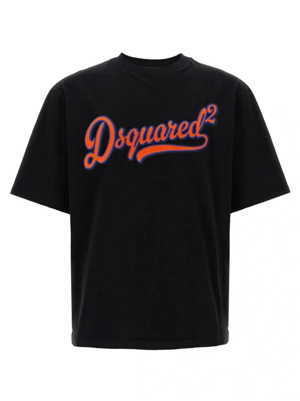 DSQUARED2 Loose Fit Cotton Logo T-shirt In Black Product Image