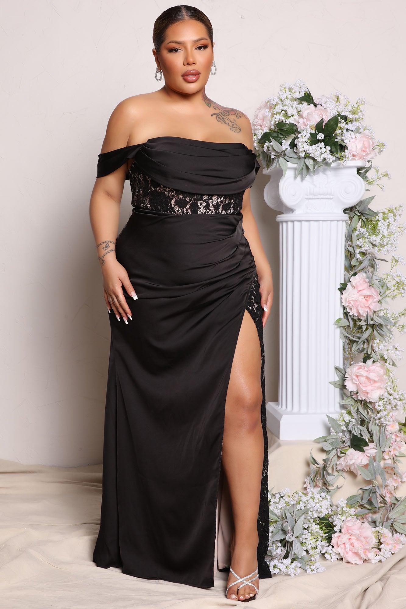 Down The Aisle Satin Maxi Dress - Black Product Image