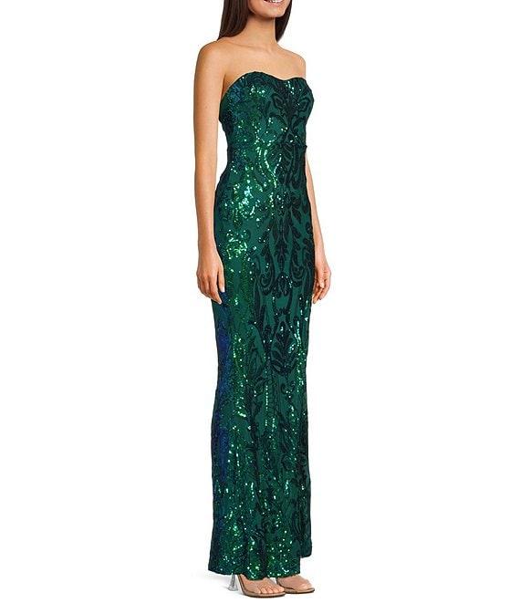 Lulus Sequin Pattern Delmar Strapless Mermaid Dress Product Image