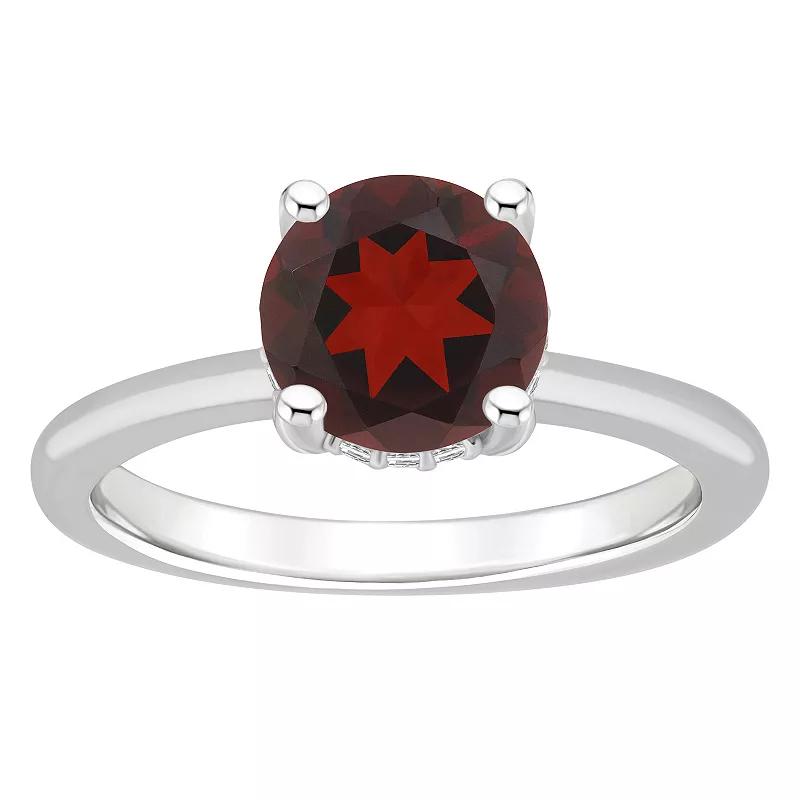 Alyson Layne 14k White Gold Round Garnet & Diamond Accent Ring, Women's, Size: 6 Product Image