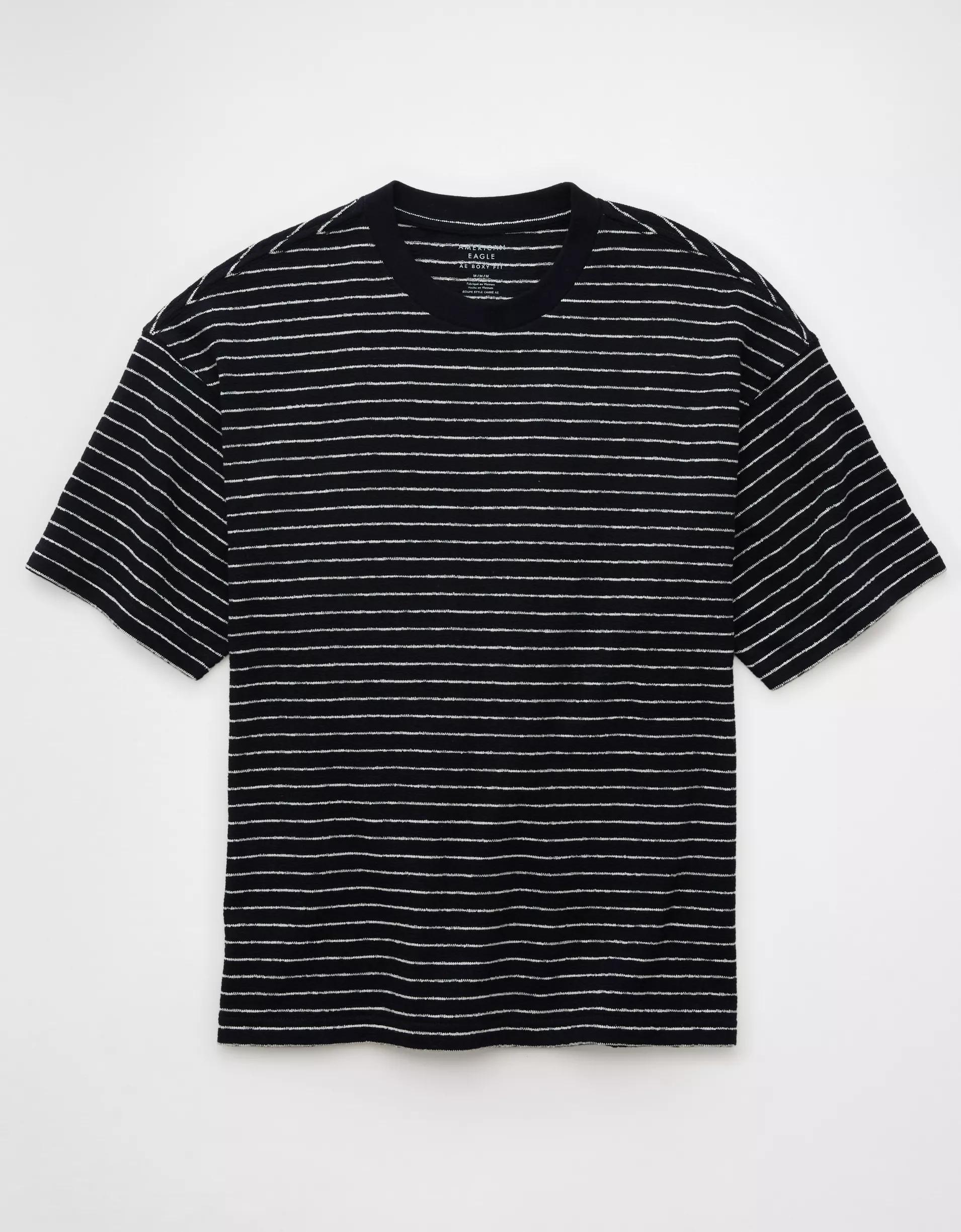 AE Boxy Textured Striped T-Shirt Product Image
