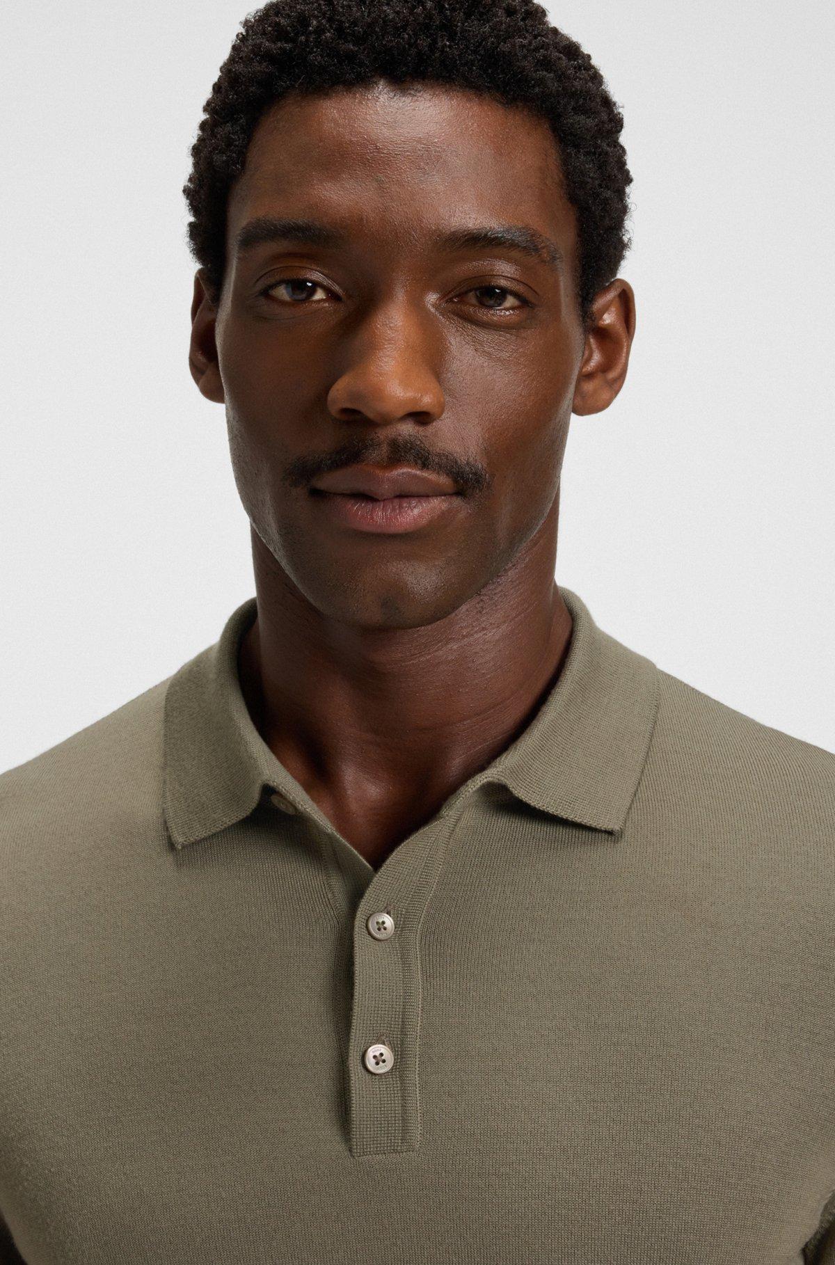 Regular-fit knit polo in virgin wool Product Image