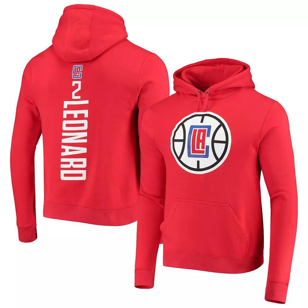 Men's Fanatics Branded Kawhi Leonard Red LA Clippers Playmaker Name & Number Fitted Pullover Hoodie, Size: Large Product Image