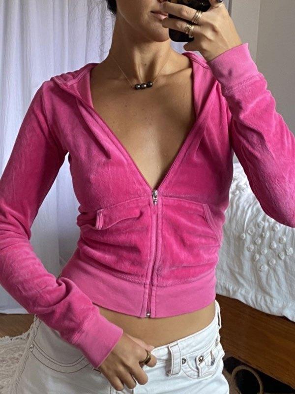 Velvet Zip Up Hoodie Product Image