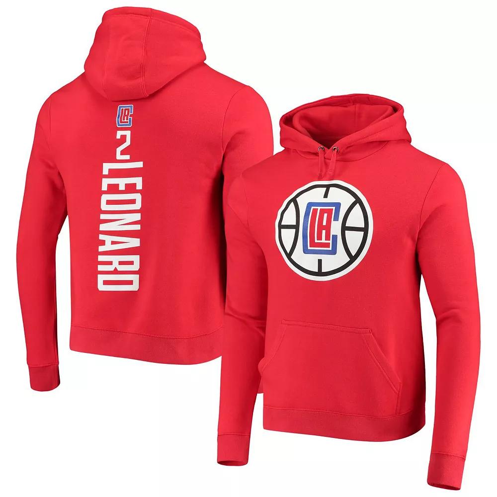 Men's Fanatics Branded Kawhi Leonard Red LA Clippers Playmaker Name & Number Fitted Pullover Hoodie, Size: Large Product Image