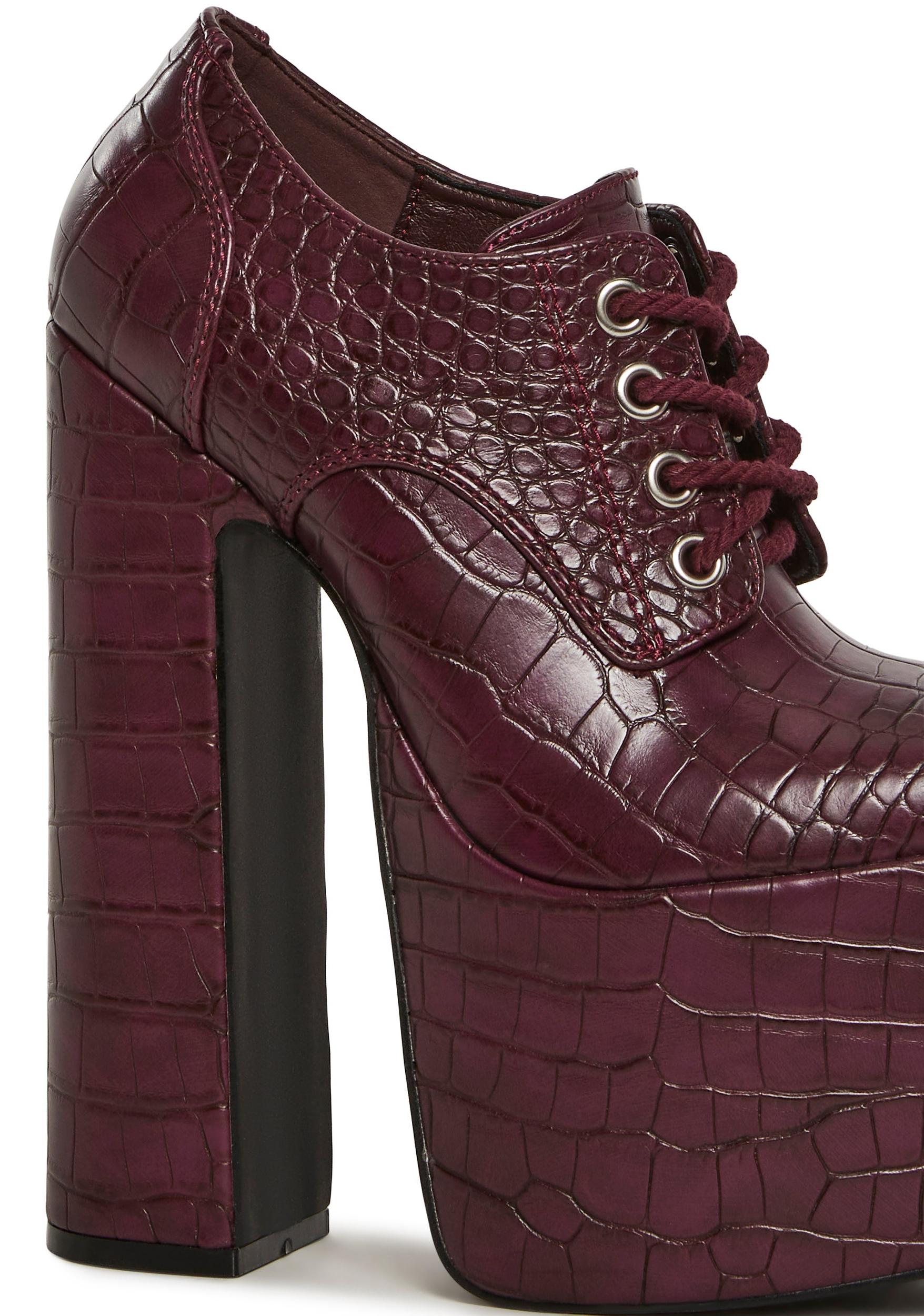 Womens Animal Print Platform Oxford Shoes - Red Product Image