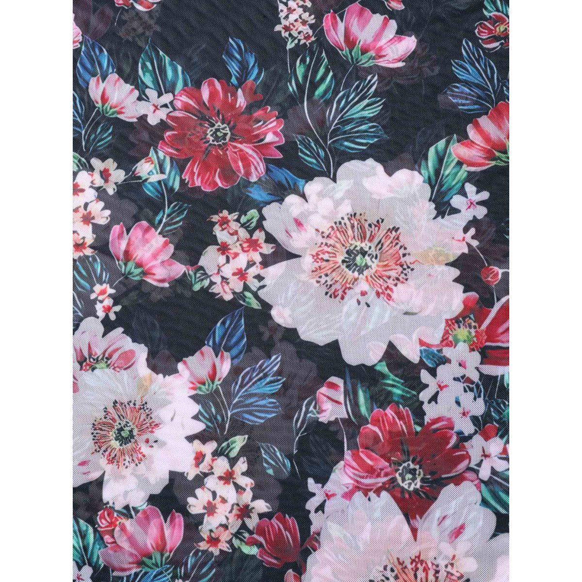 Plus Size Two-Piece Floral Print Sarong, Swimsuit Women's Swimwear Black Resort Curve Bathing Suits High stretch One Pieces BloomChic 30/6X Product Image