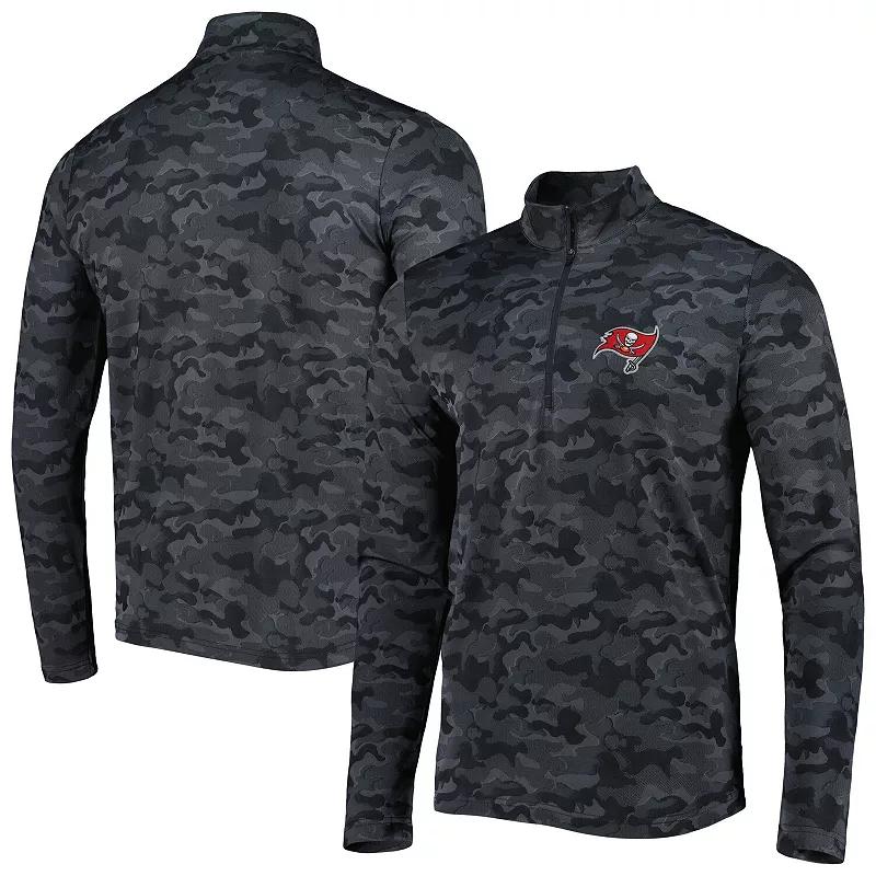 Men's Antigua Black Tampa Bay Buccaneers Brigade Quarter-Zip Sweatshirt,  Product Image