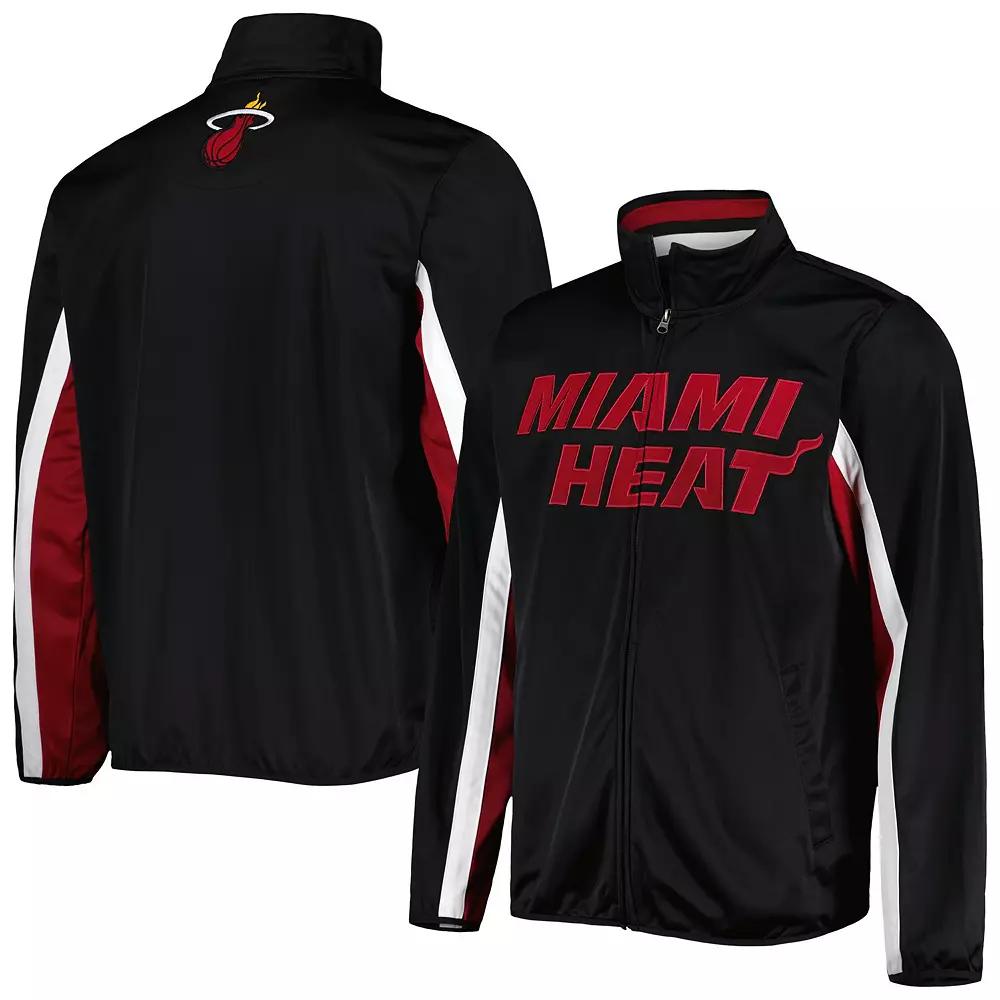 Men's G-III Sports by Carl Banks Black Miami Heat Contender Wordmark Full-Zip Track Jacket, Size: Large Product Image