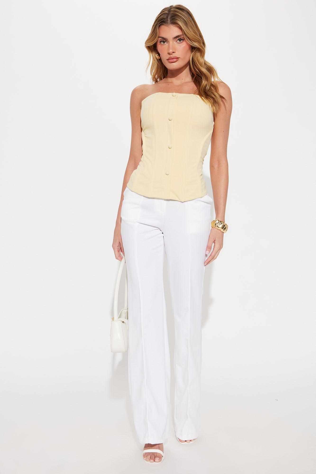 Looking Sharp Corset Top - Butter Yellow Product Image