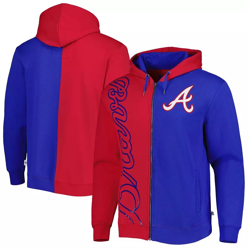 Men's Mitchell & Ness Red/Royal Atlanta Braves Fleece Full-Zip Hoodie, Size: Medium Product Image