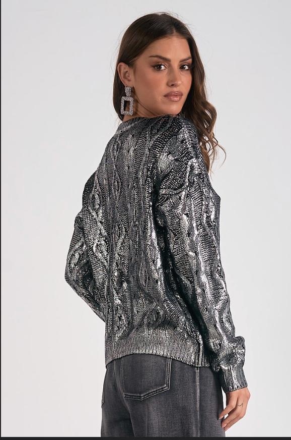 Metallic Crew Neck Sweater Product Image