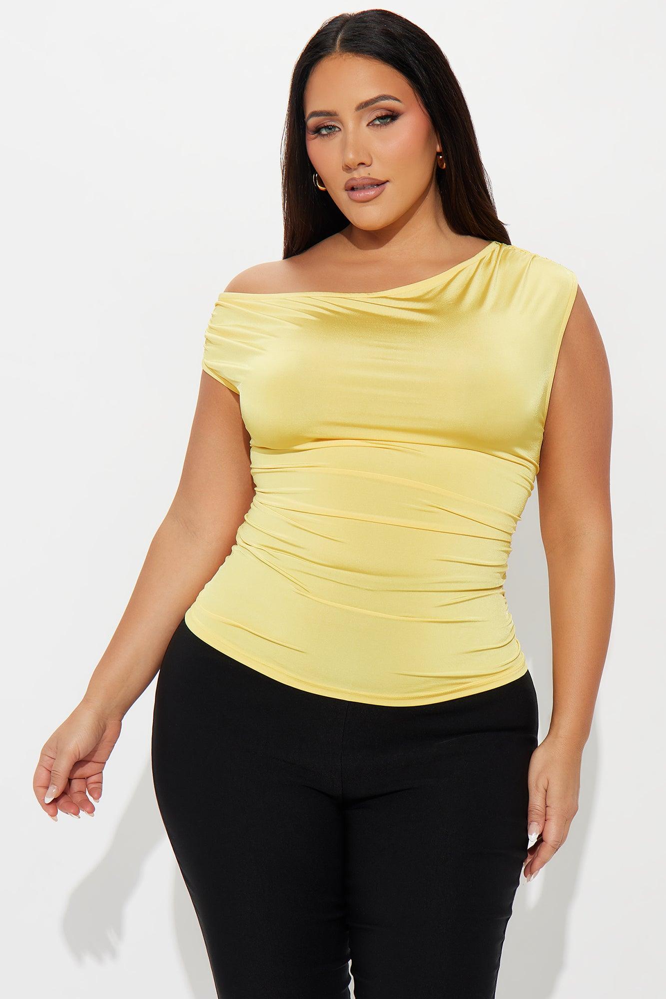 Nyx Ruched Off Shoulder Top - Butter Yellow Female Product Image