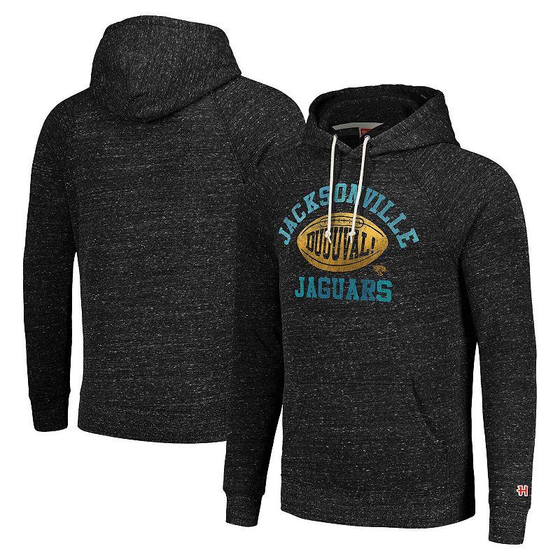 Men's Homage Heather Charcoal Jacksonville Jaguars Duuuval! Hyperlocal Tri-Blend Raglan Pullover Hoodie, Adult Unisex,  Product Image