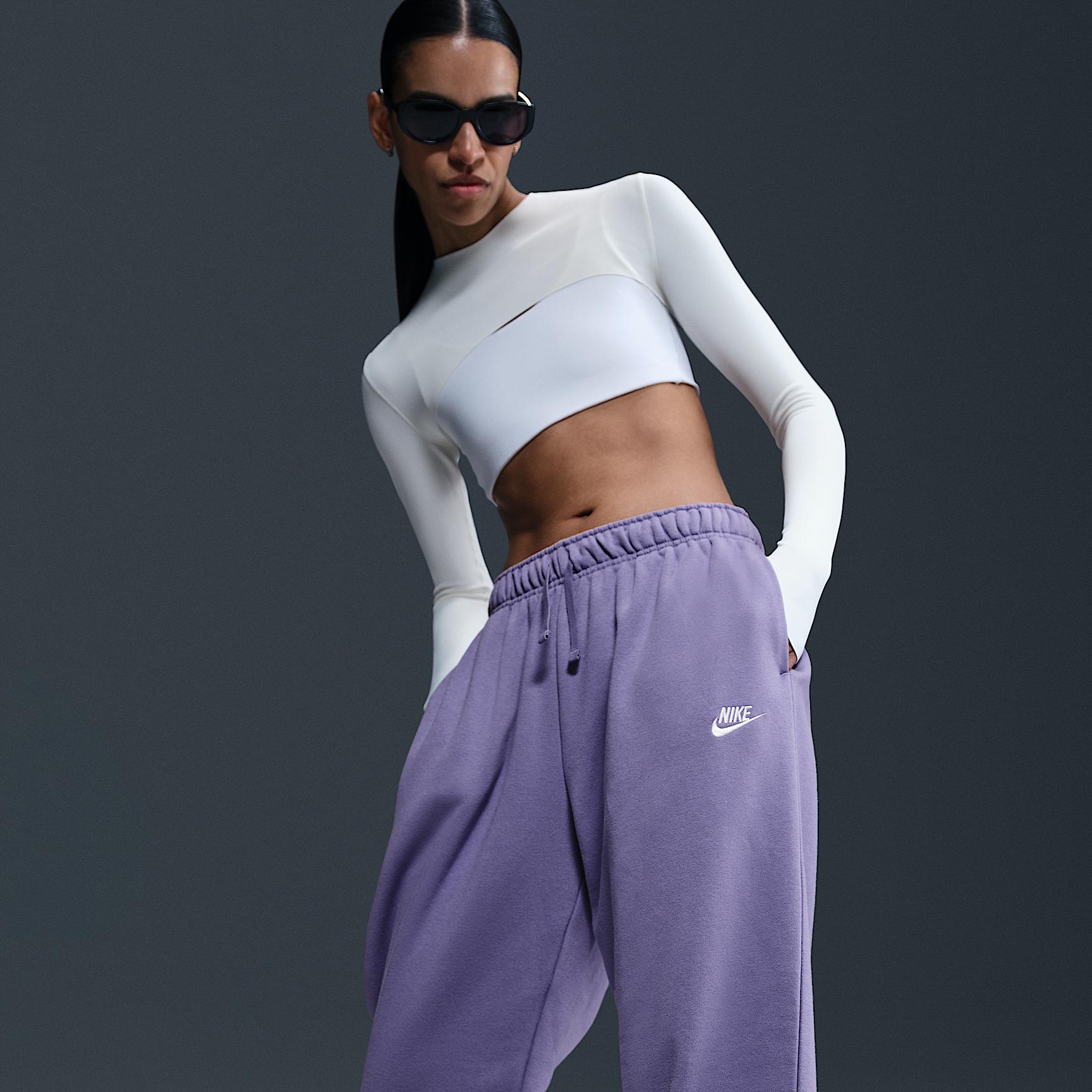 Womens Nike Sportswear Club Fleece Mid-Rise Oversized Sweatpants Product Image