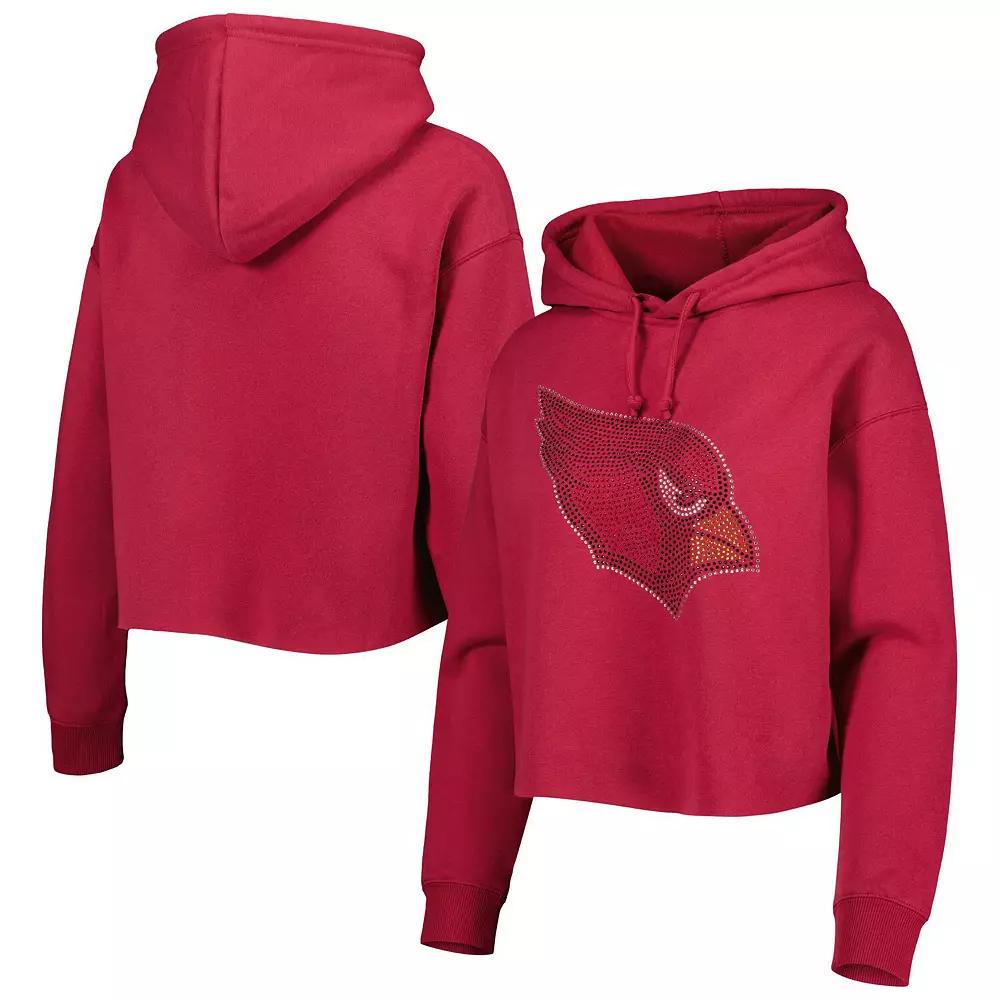 Women's Cuce Cardinal Arizona Cardinals Crystal Logo Cropped Pullover Hoodie, Size: Small, Red Product Image