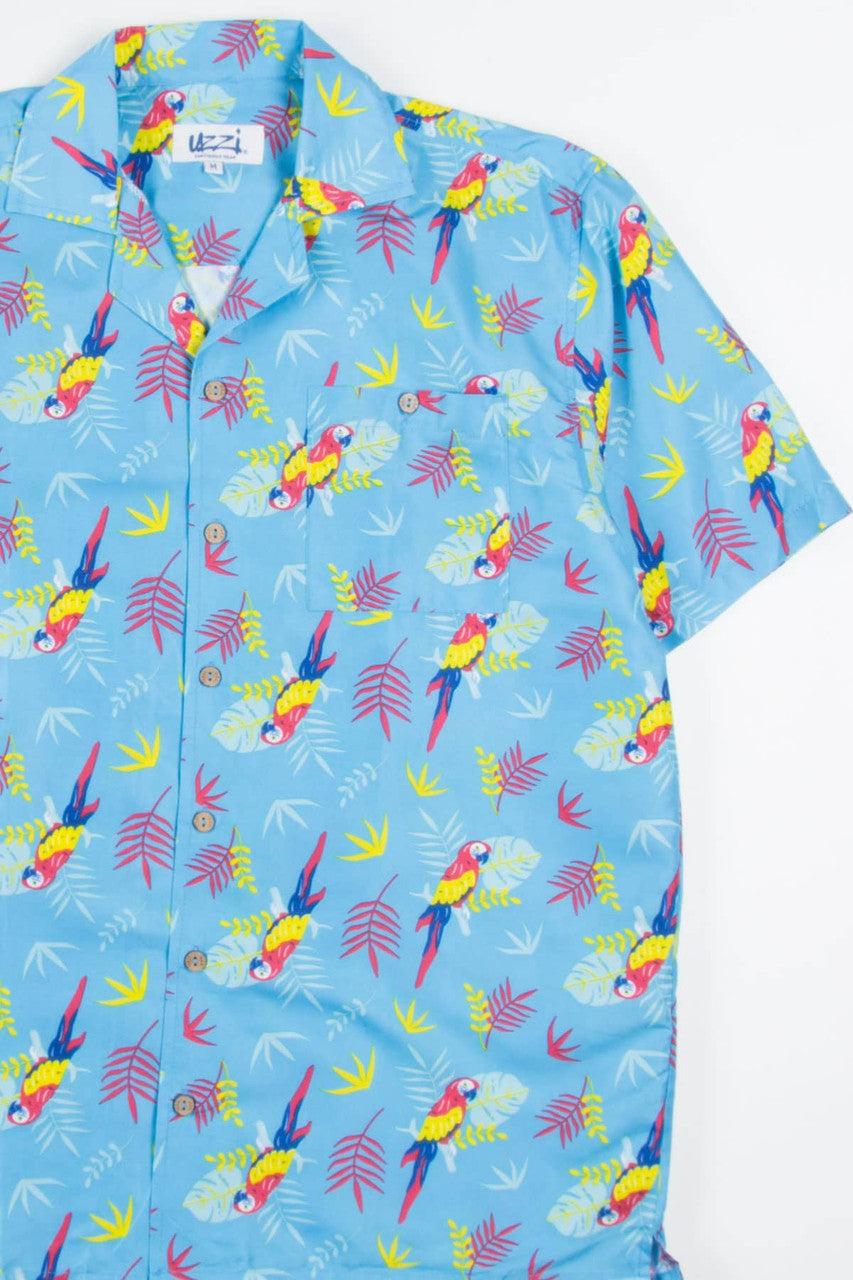 Blue Tropical Macaw Hawaiian Shirt Product Image