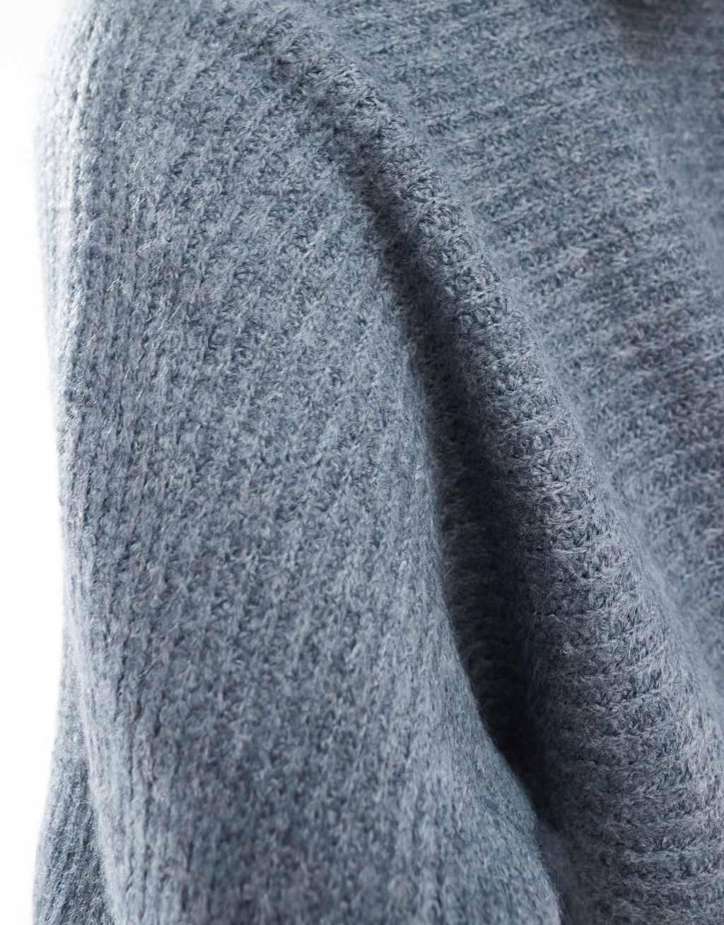 ONLY ribbed wide neck knitted sweater in light blue  Product Image
