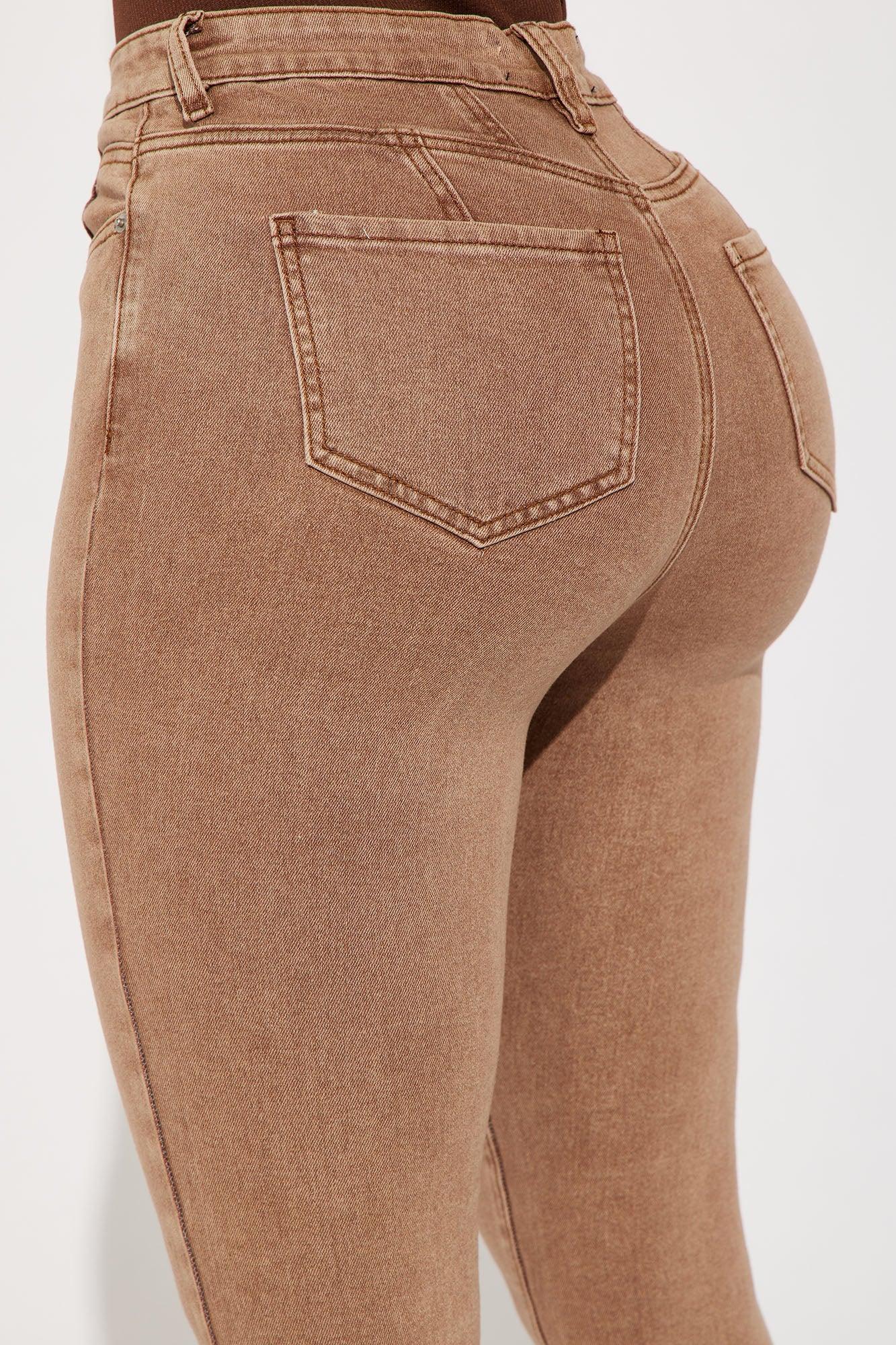 Shape Up Sculpting Stretch Skinny Jeans - Brown Product Image