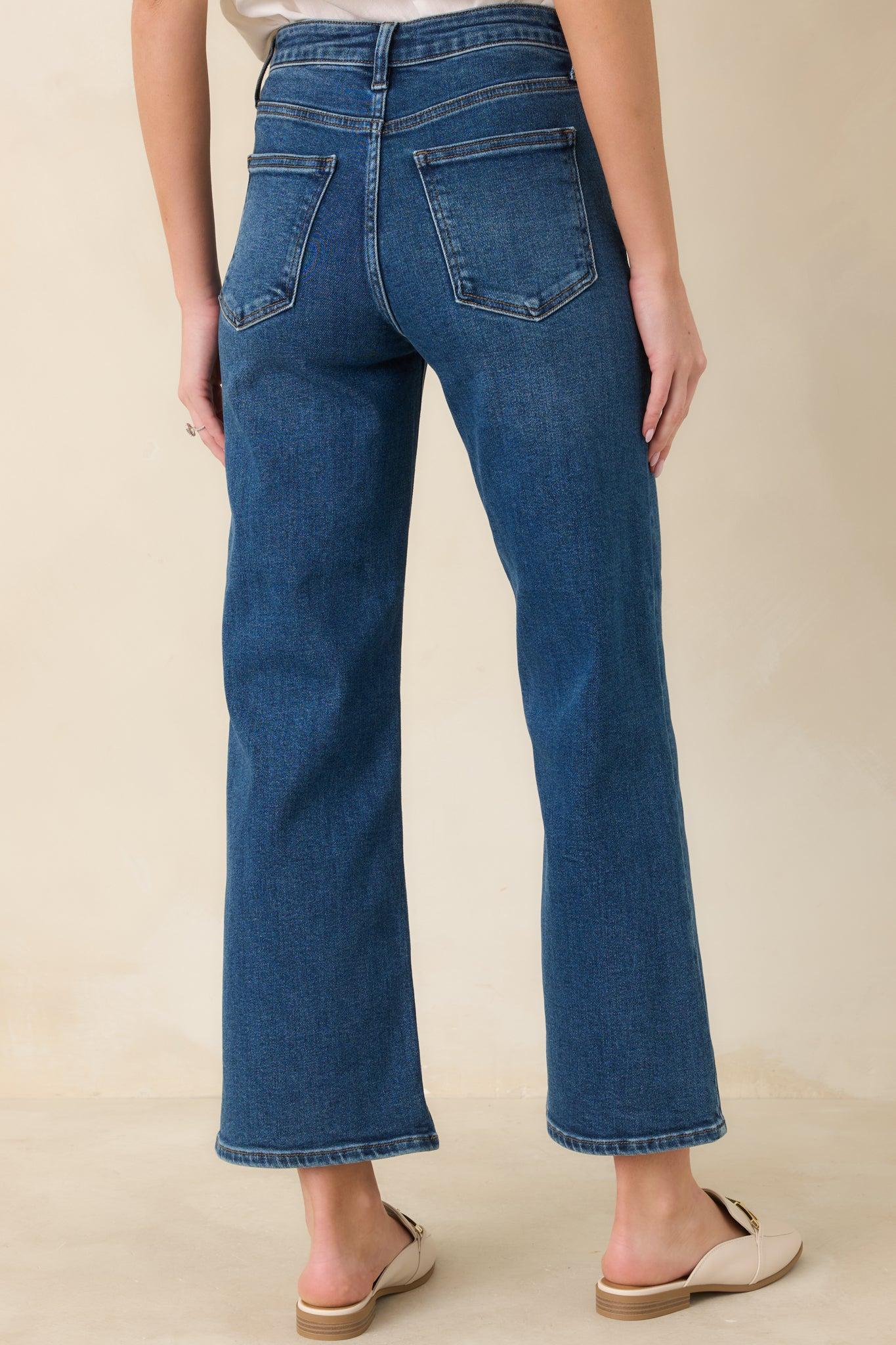 Into The Clouds Dark Wash Cropped Wide Leg Jeans 0 / Dark Wash Product Image