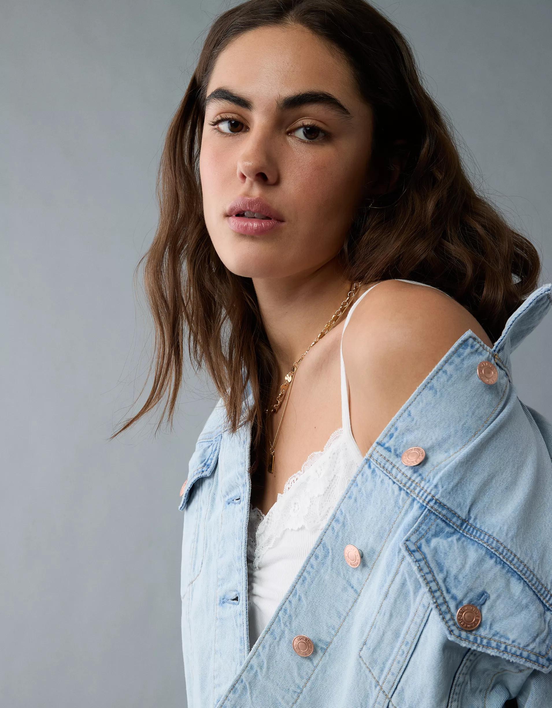 AE Cropped Cut-Off Denim Jacket Product Image