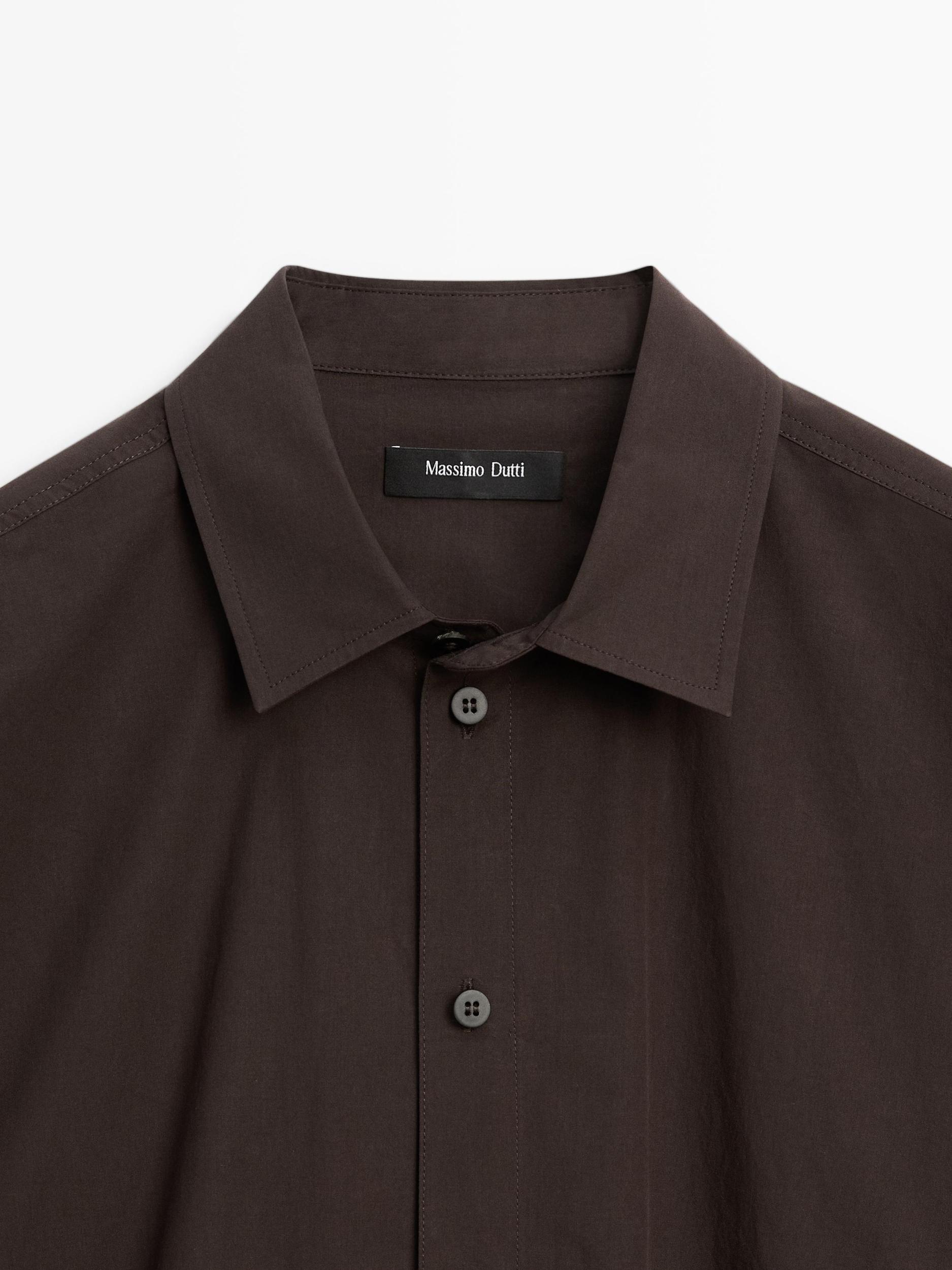 Asymmetric button-up poplin shirt Product Image