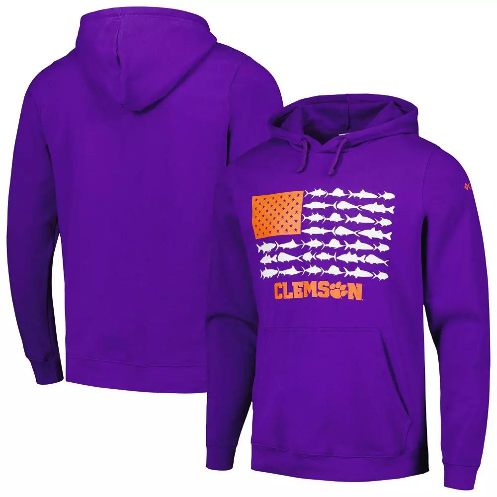 Men's Columbia Purple Clemson Tigers PFG Fish Flag II Pullover Hoodie,  Product Image