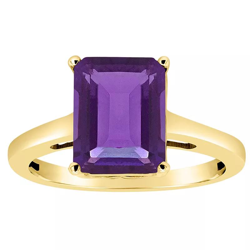 Alyson Layne 14k Gold Emerald Cut Amethyst Solitaire Ring, Women's, Size: 5 Product Image