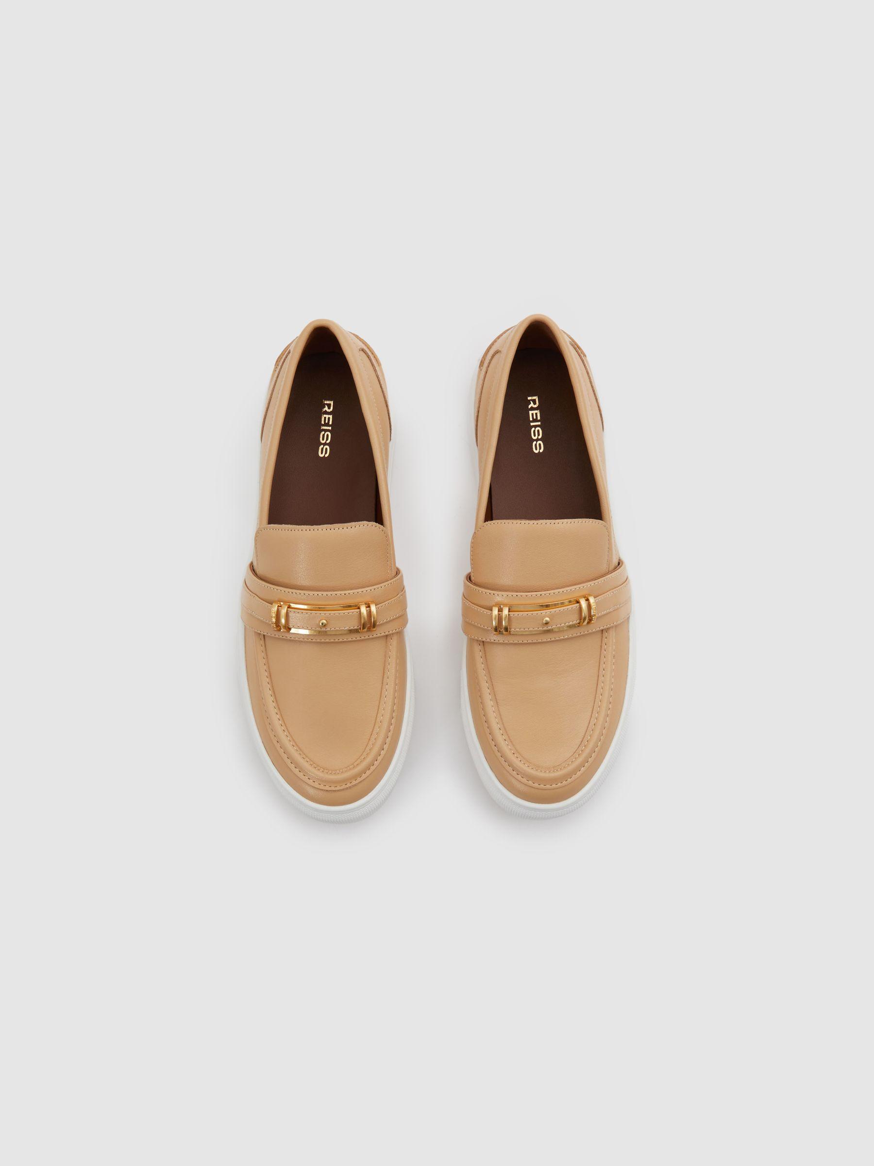 Leather Loafer Trainers in Neutral Product Image