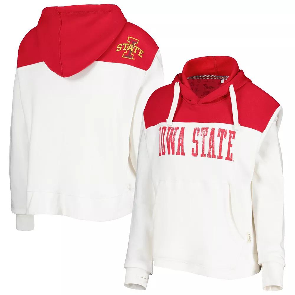 Women's Pressbox White/Cardinal Iowa State Cyclones Chicago 2-Hit Yoke Pullover Hoodie, Size: Medium Product Image