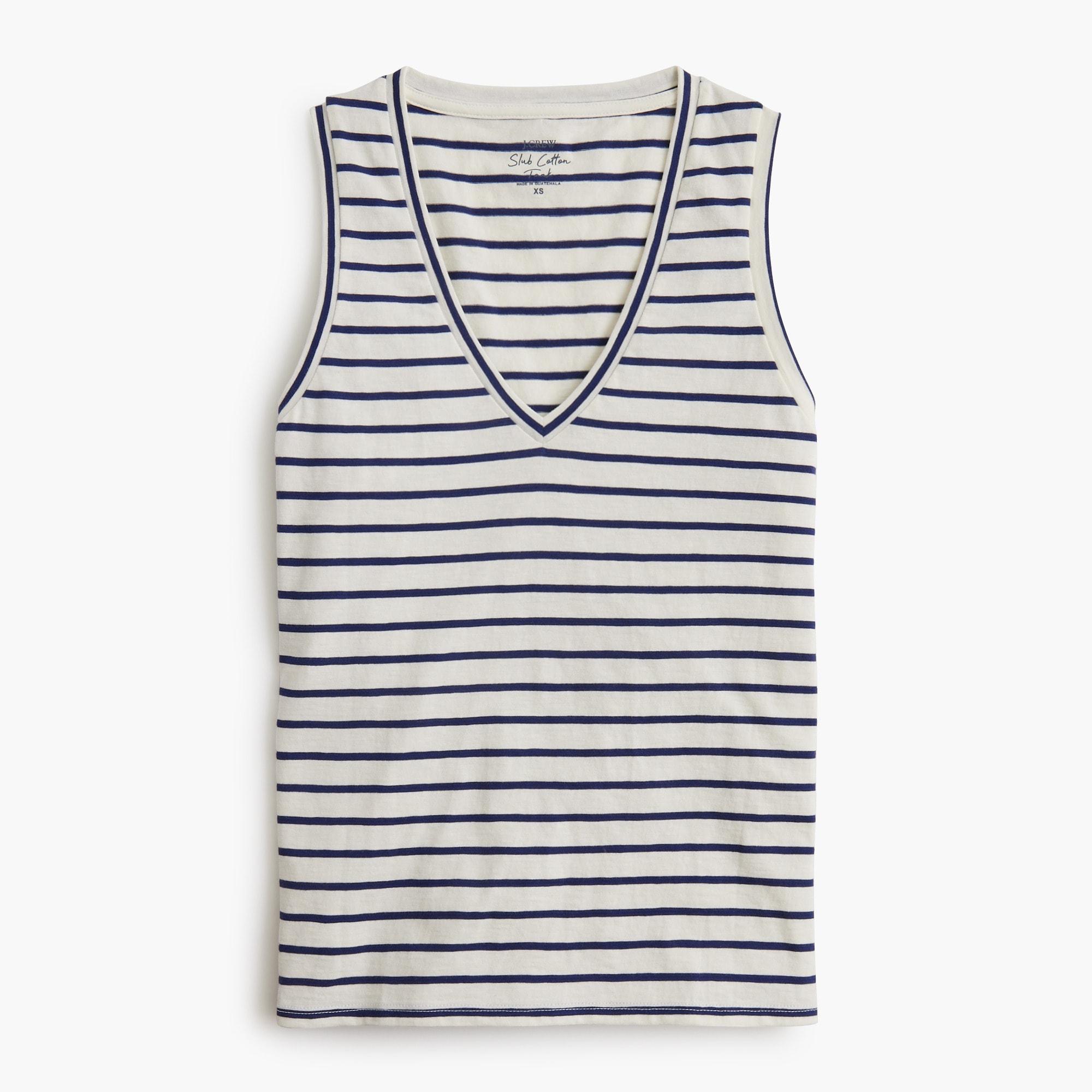 Striped vintage cotton V-neck tank top Product Image