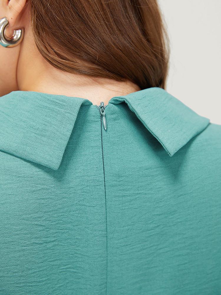 Plain Lapel Collar Batwing Sleeve Wrap Pocket Zip Romper Female Product Image