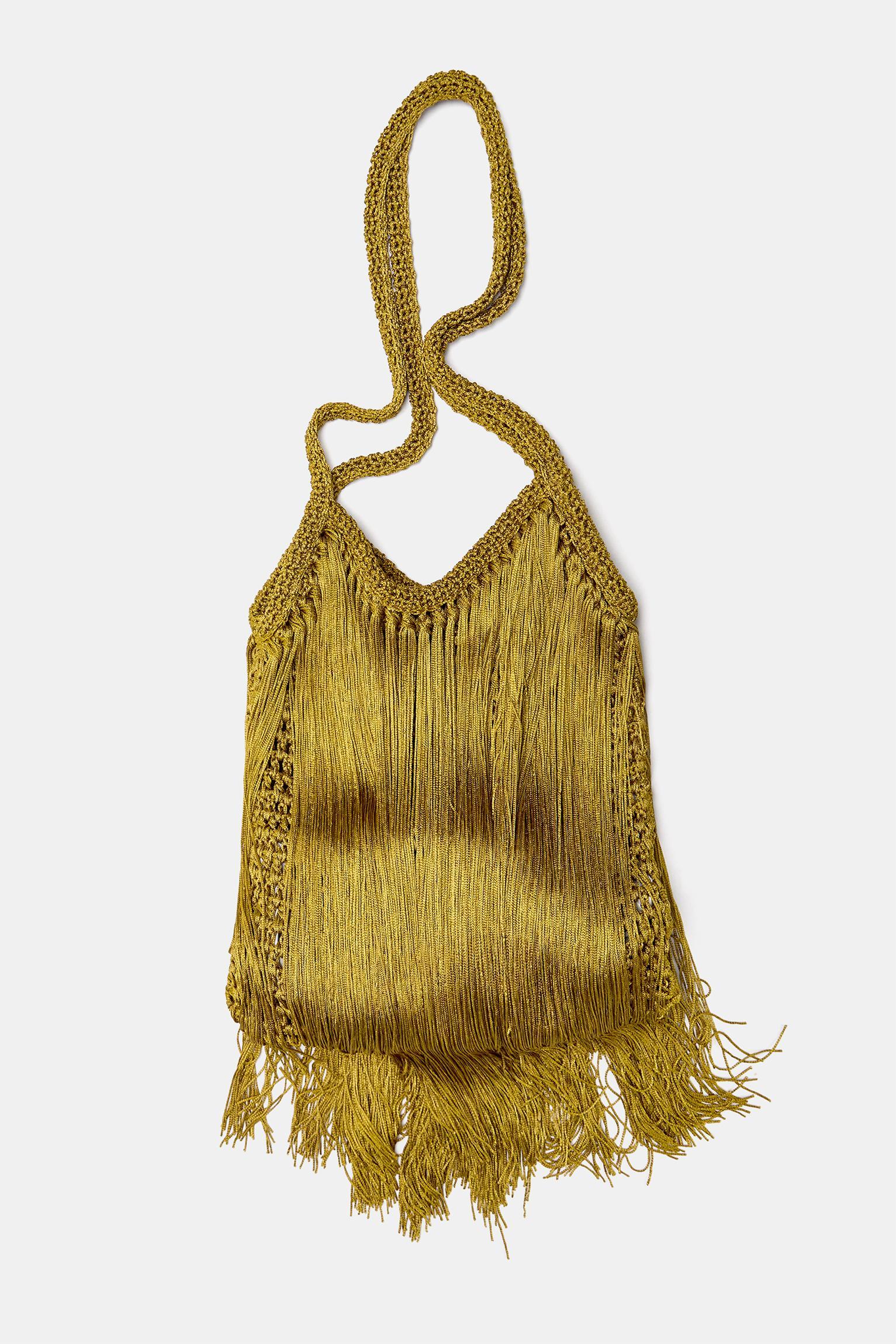 Crochet shoulder bag with fringing Product Image