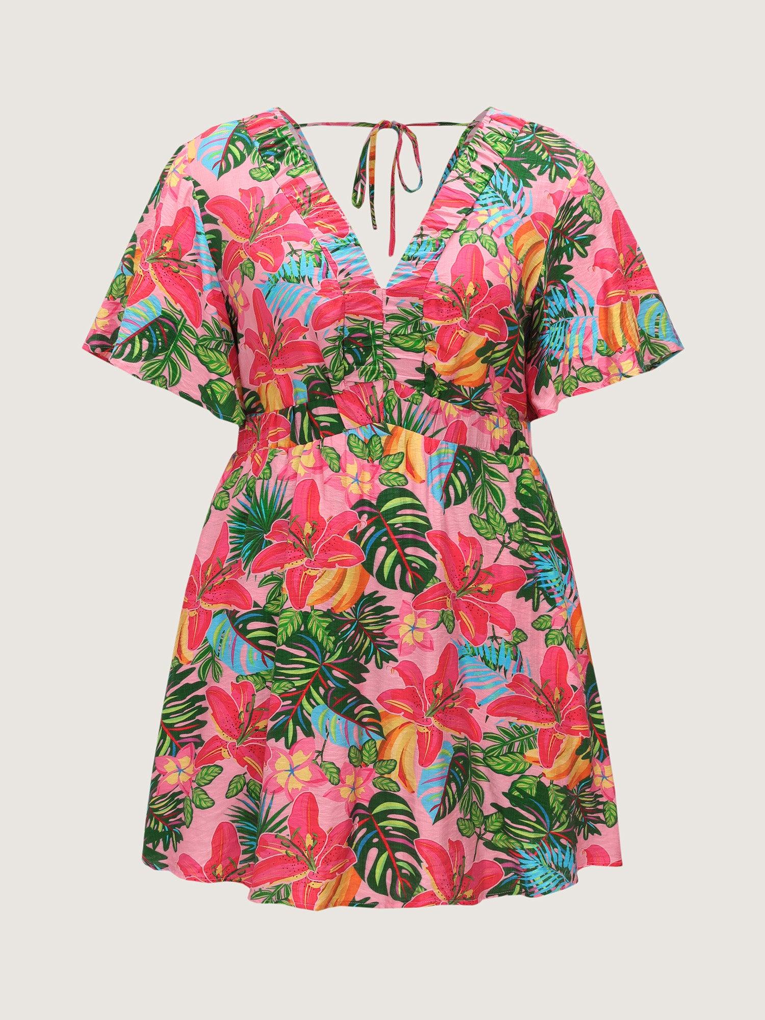Bright Floral Print Built-In Shorts Mini Dress Female Product Image