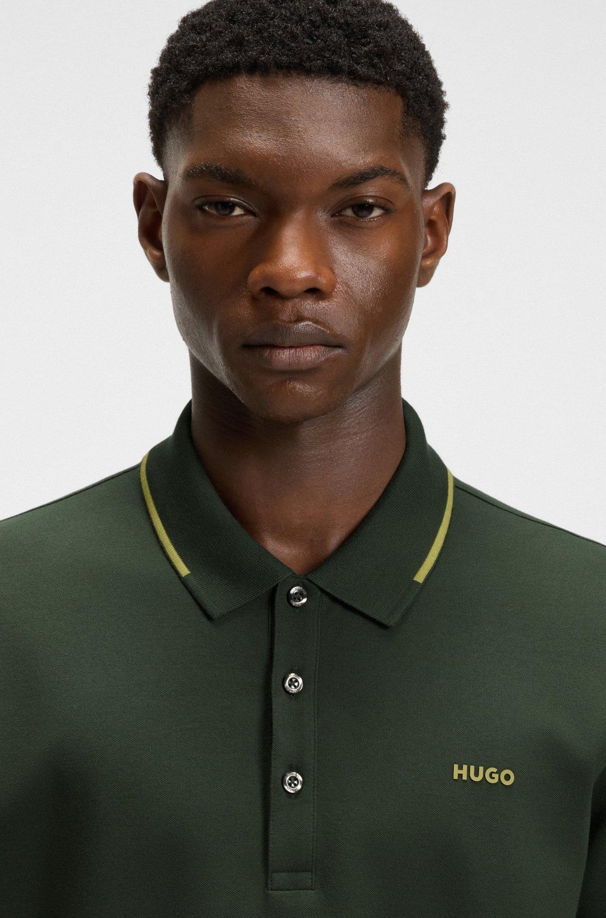 Stretch-cotton slim-fit polo shirt with printed logo Product Image