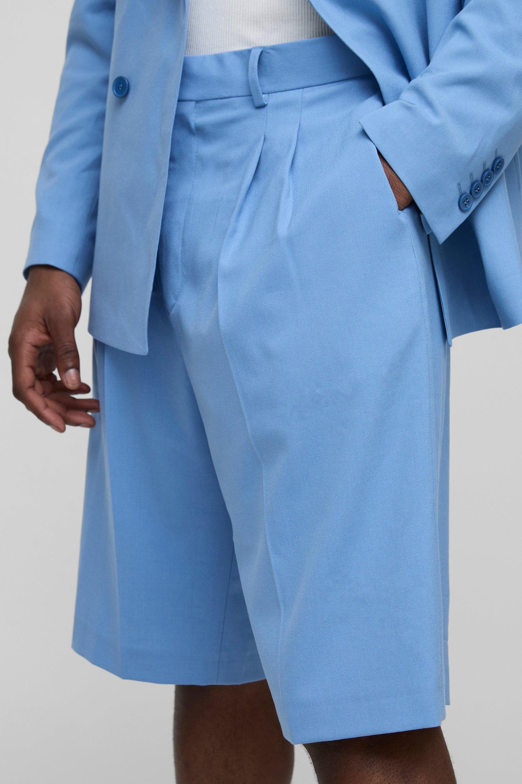 Pleated Fixed Waistband Tailored Jorts | boohooMAN USA Product Image