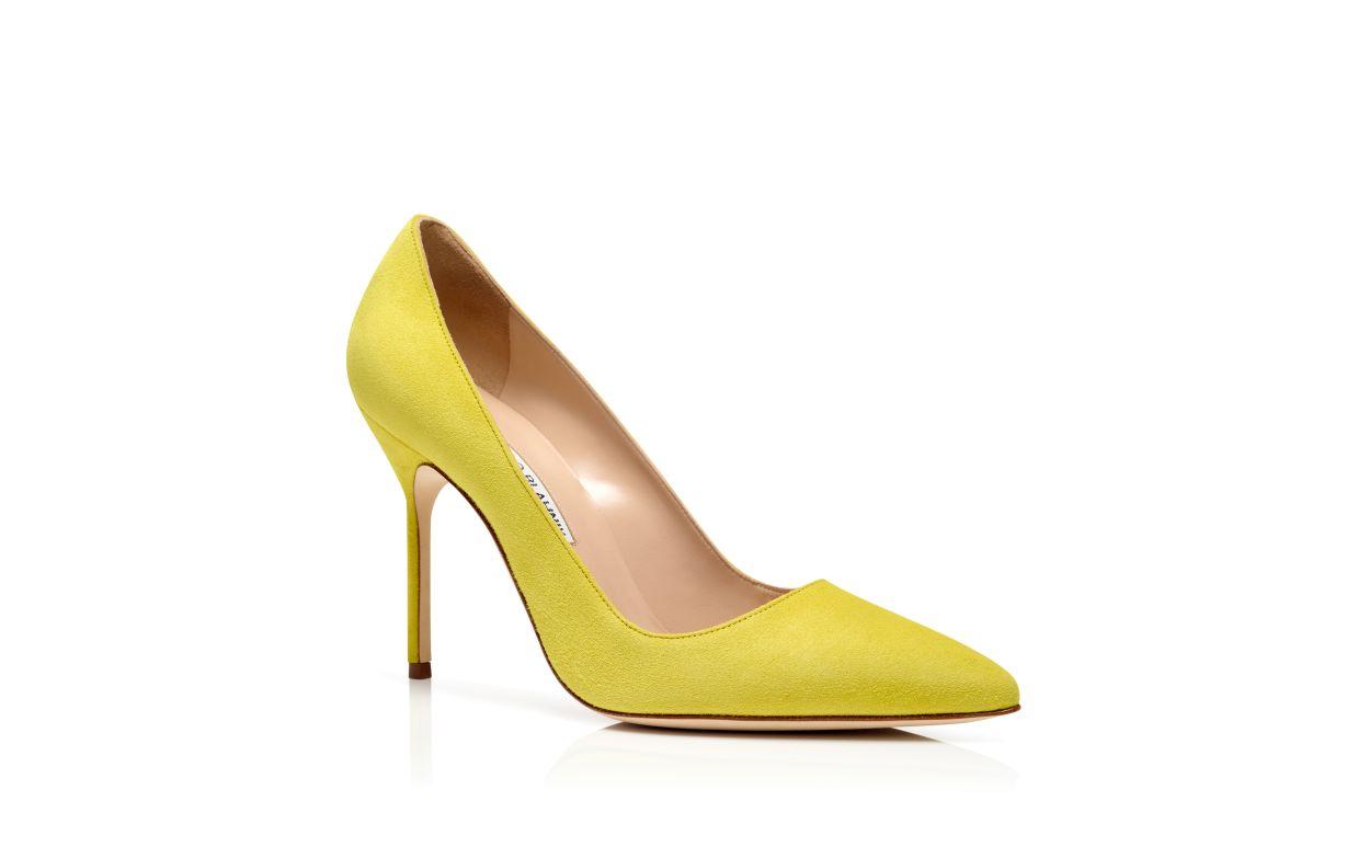 BB Yellow Suede Pointed Toe Pumps Product Image