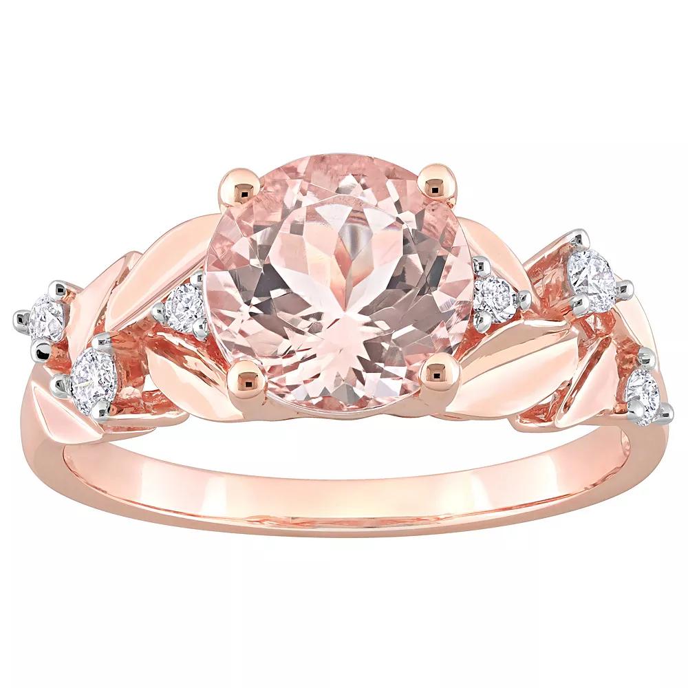Stella Grace 10k Rose Gold Morganite & 1/7 Carat T.W. Diamond Engagement Ring, Women's,  Product Image